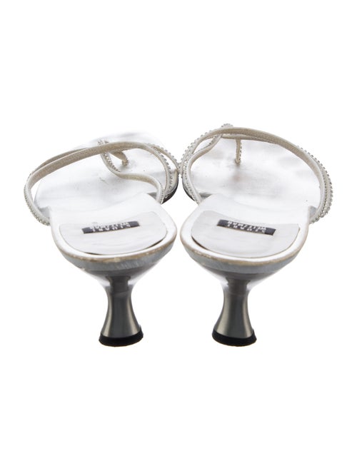 Stuart Weitzman Leather Crystal Embellishments Slides