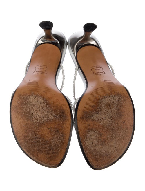 Stuart Weitzman Leather Crystal Embellishments Slides