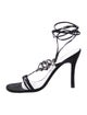 Stuart Weitzman Satin Crystal Embellishments T-Strap Sandals