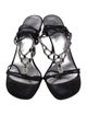 Stuart Weitzman Satin Crystal Embellishments T-Strap Sandals