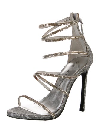 Stuart Weitzman Glitter Crystal Embellishments Sandals