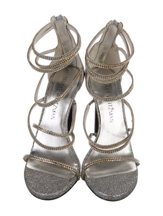 Stuart Weitzman Glitter Crystal Embellishments Sandals