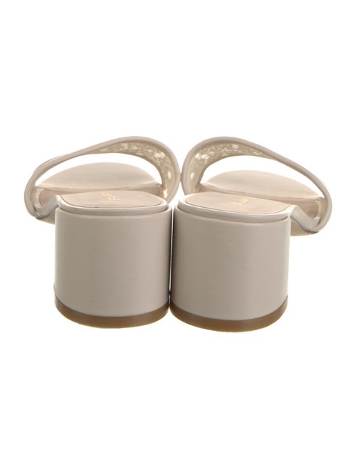 Stuart Weitzman Leather Lace Trim Embellishment Slides