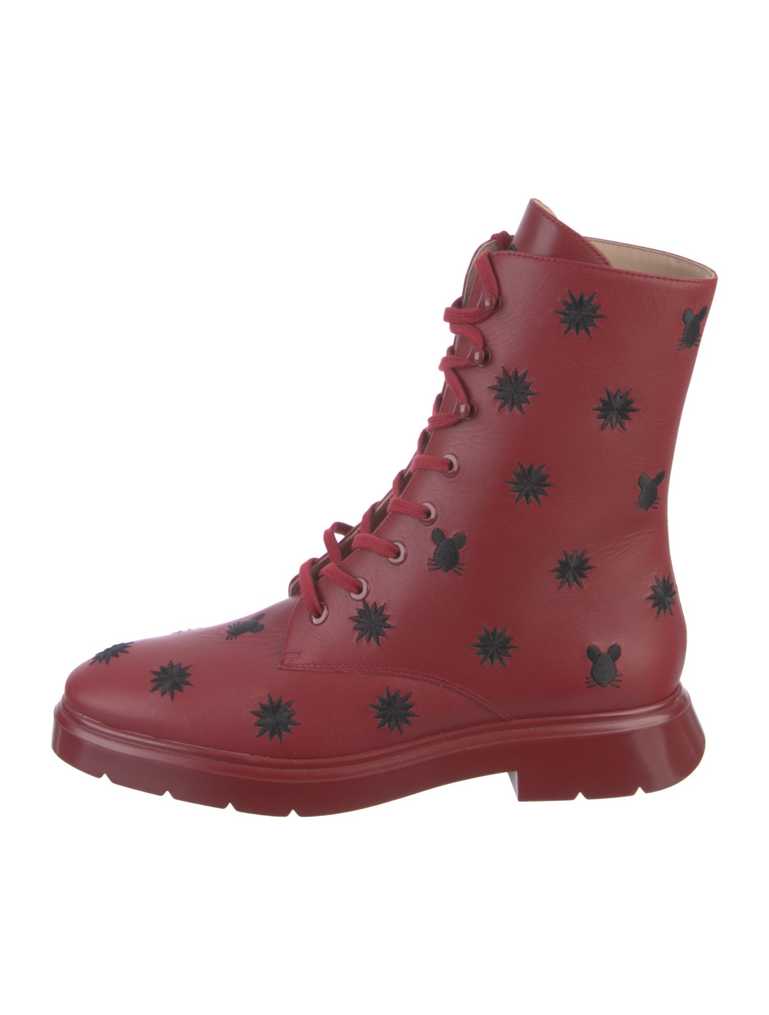 Stuart Weitzman Leather Printed Combat Boots