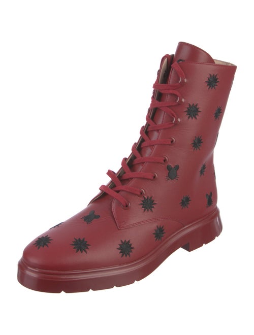 Stuart Weitzman Leather Printed Combat Boots