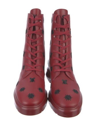 Stuart Weitzman Leather Printed Combat Boots
