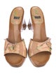 Stuart Weitzman Patent Leather Bow Accents Slides