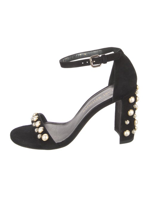 Stuart Weitzman Suede Studded Accents Sandals