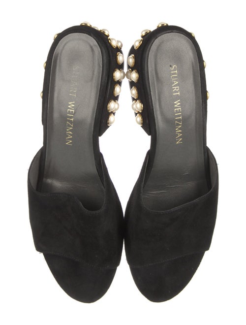 Stuart Weitzman Suede Studded Accents Slides