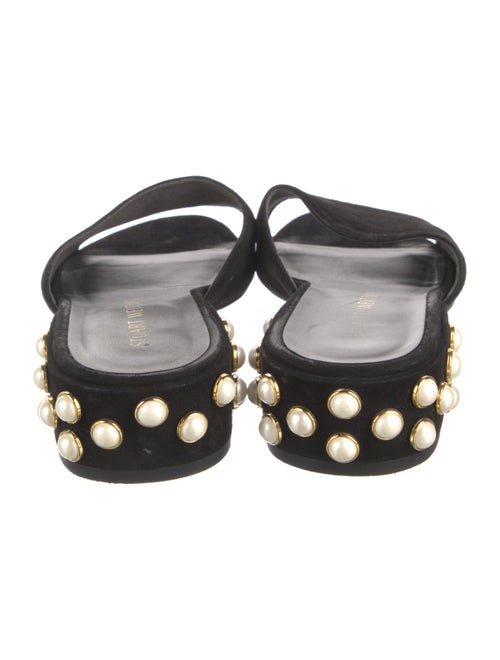 Stuart Weitzman Suede Studded Accents Slides
