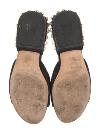 Stuart Weitzman Suede Studded Accents Slides