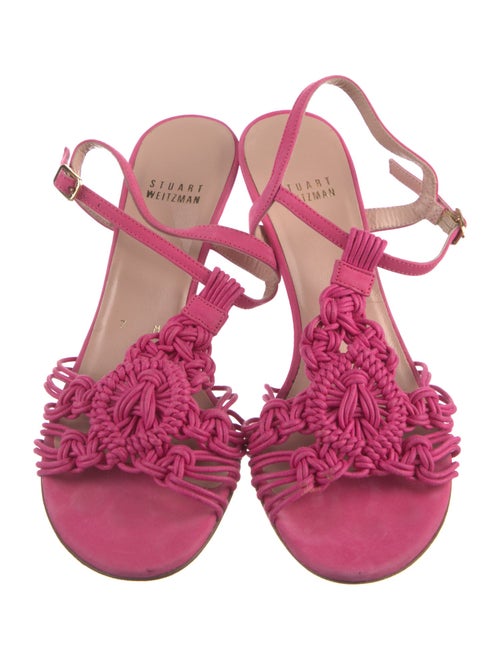 Stuart Weitzman Suede T-Strap Sandals