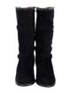 Stuart Weitzman Suede Faux Fur Trim Moto Boots