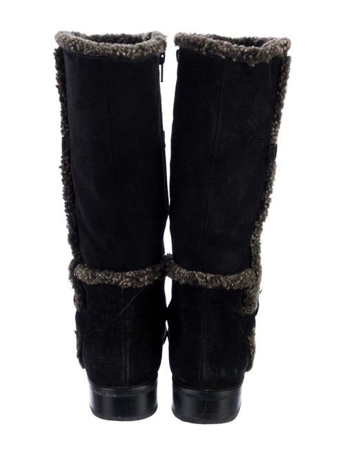 Stuart Weitzman Suede Faux Fur Trim Moto Boots
