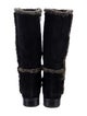 Stuart Weitzman Suede Faux Fur Trim Moto Boots