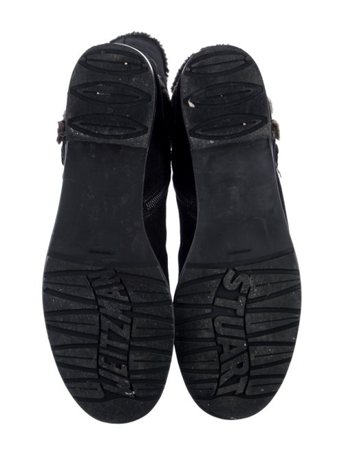 Stuart Weitzman Suede Faux Fur Trim Moto Boots
