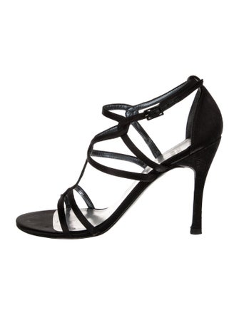 Stuart Weitzman Suede Crystal Embellishments Gladiator Sandals