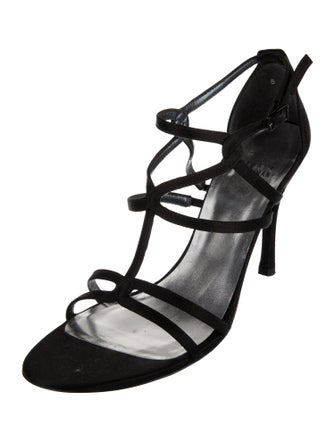 Stuart Weitzman Suede Crystal Embellishments Gladiator Sandals