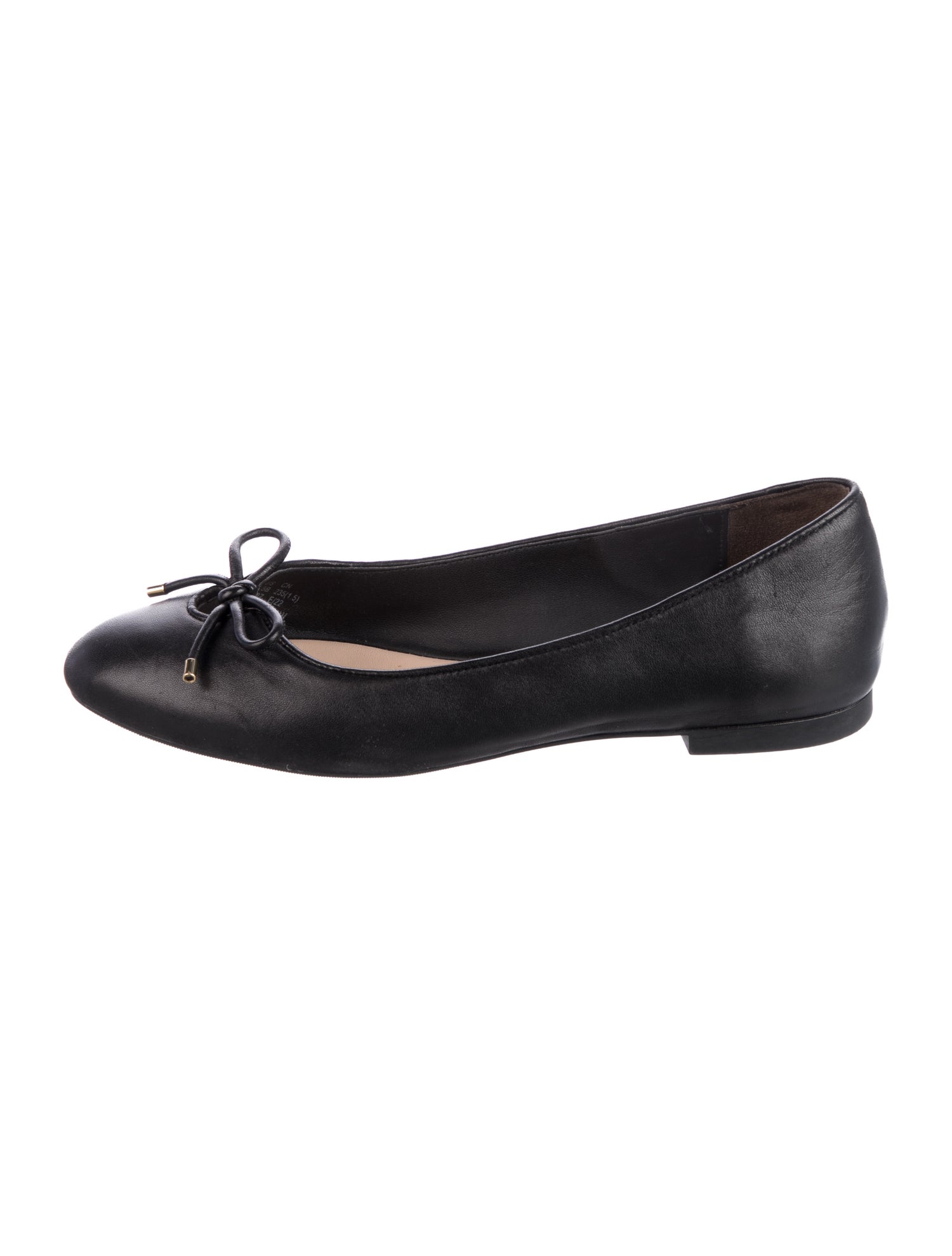 Stuart Weitzman Leather Bow Accents Ballet Flats
