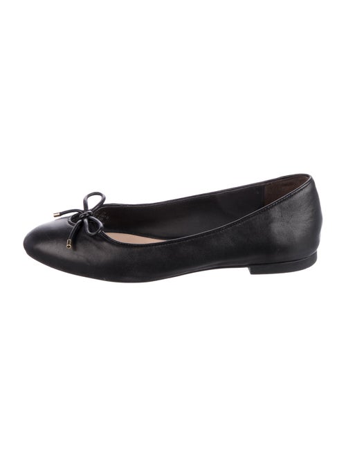 Stuart Weitzman Leather Bow Accents Ballet Flats