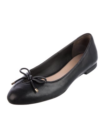Stuart Weitzman Leather Bow Accents Ballet Flats
