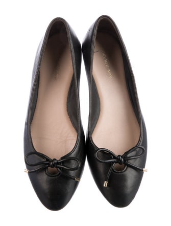 Stuart Weitzman Leather Bow Accents Ballet Flats