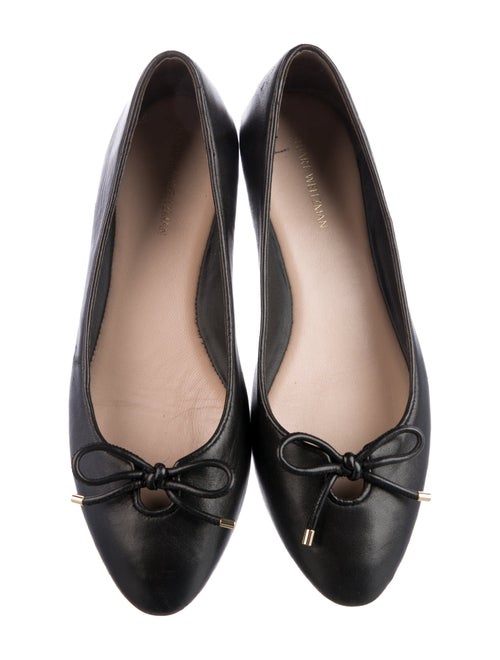 Stuart Weitzman Leather Bow Accents Ballet Flats