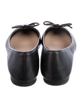 Stuart Weitzman Leather Bow Accents Ballet Flats