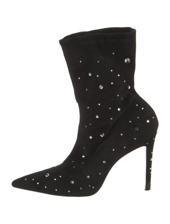 Stuart Weitzman Suede Crystal Embellishments Boots