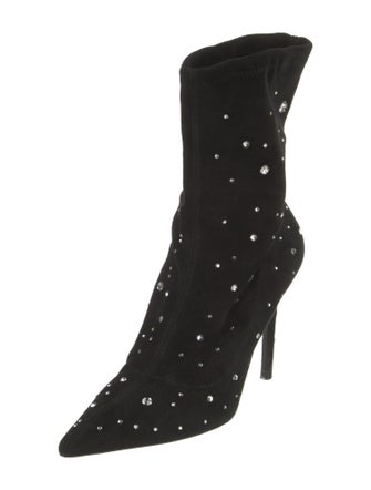 Stuart Weitzman Suede Crystal Embellishments Boots