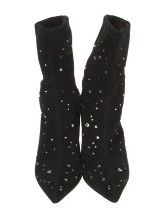 Stuart Weitzman Suede Crystal Embellishments Boots