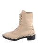Stuart Weitzman Suede Beaded Accents Combat Boots