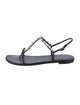 Stuart Weitzman Leather Beaded Accents T-Strap Sandals