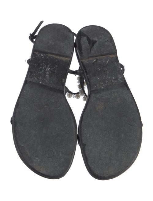 Stuart Weitzman Leather Beaded Accents T-Strap Sandals