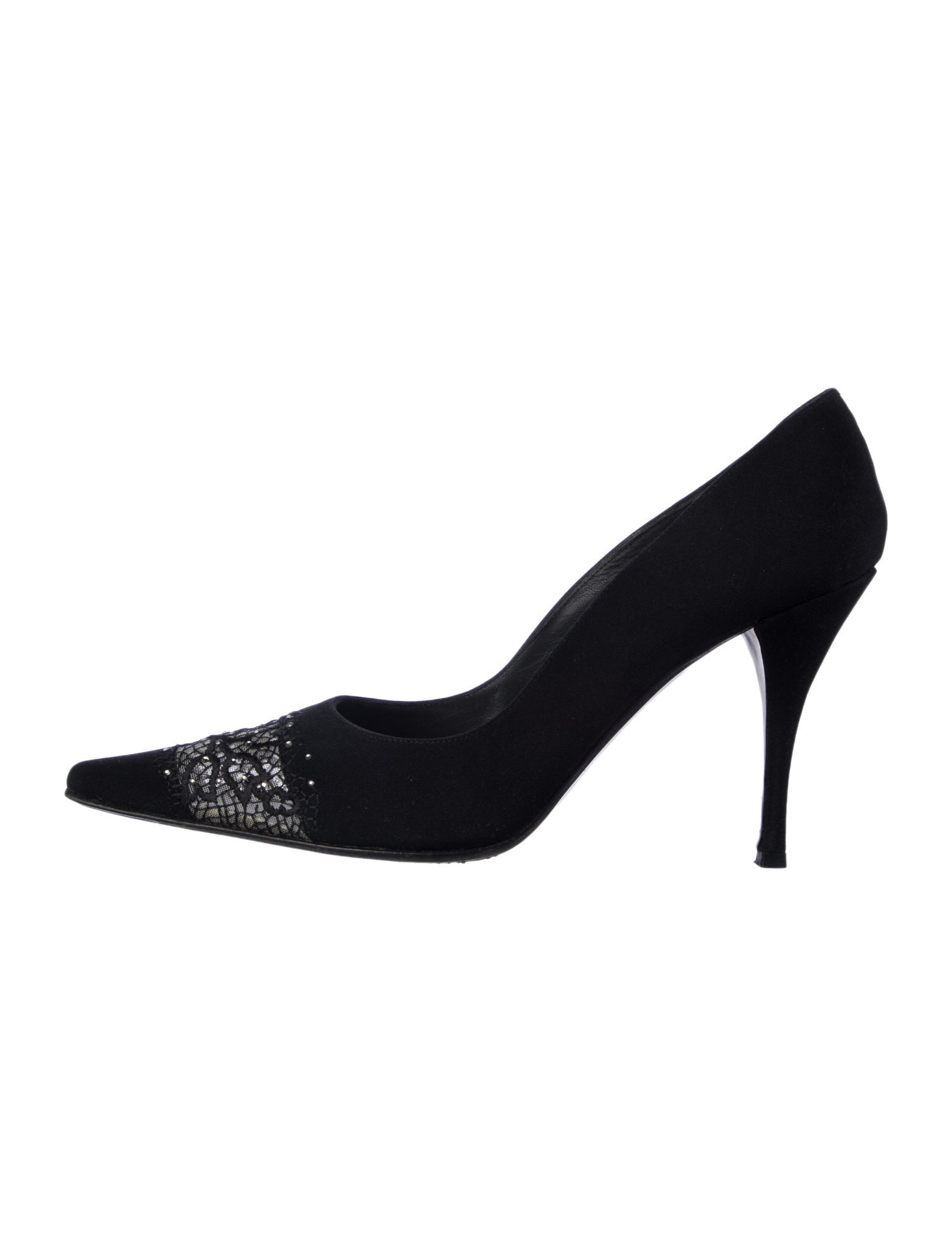 Stuart Weitzman Suede Crystal Embellishments Pumps