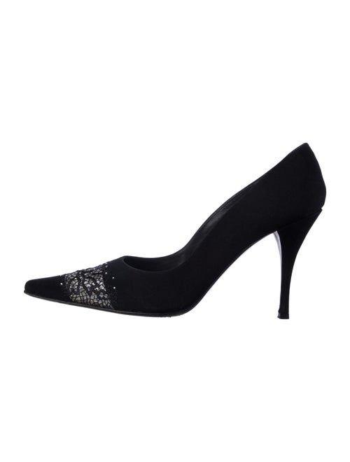Stuart Weitzman Suede Crystal Embellishments Pumps