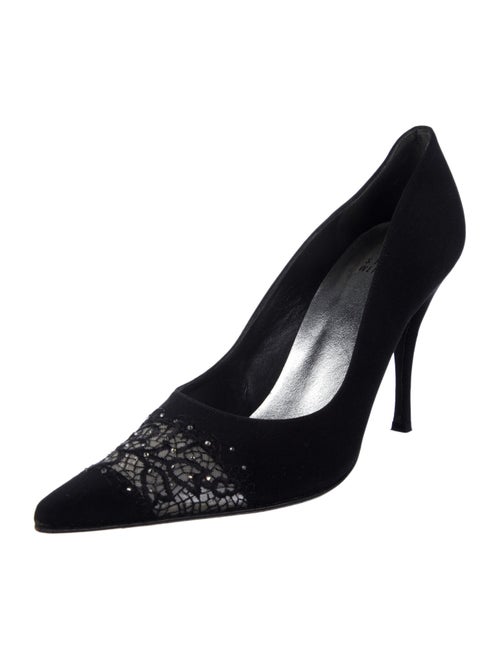 Stuart Weitzman Suede Crystal Embellishments Pumps