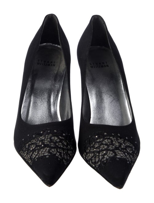 Stuart Weitzman Suede Crystal Embellishments Pumps