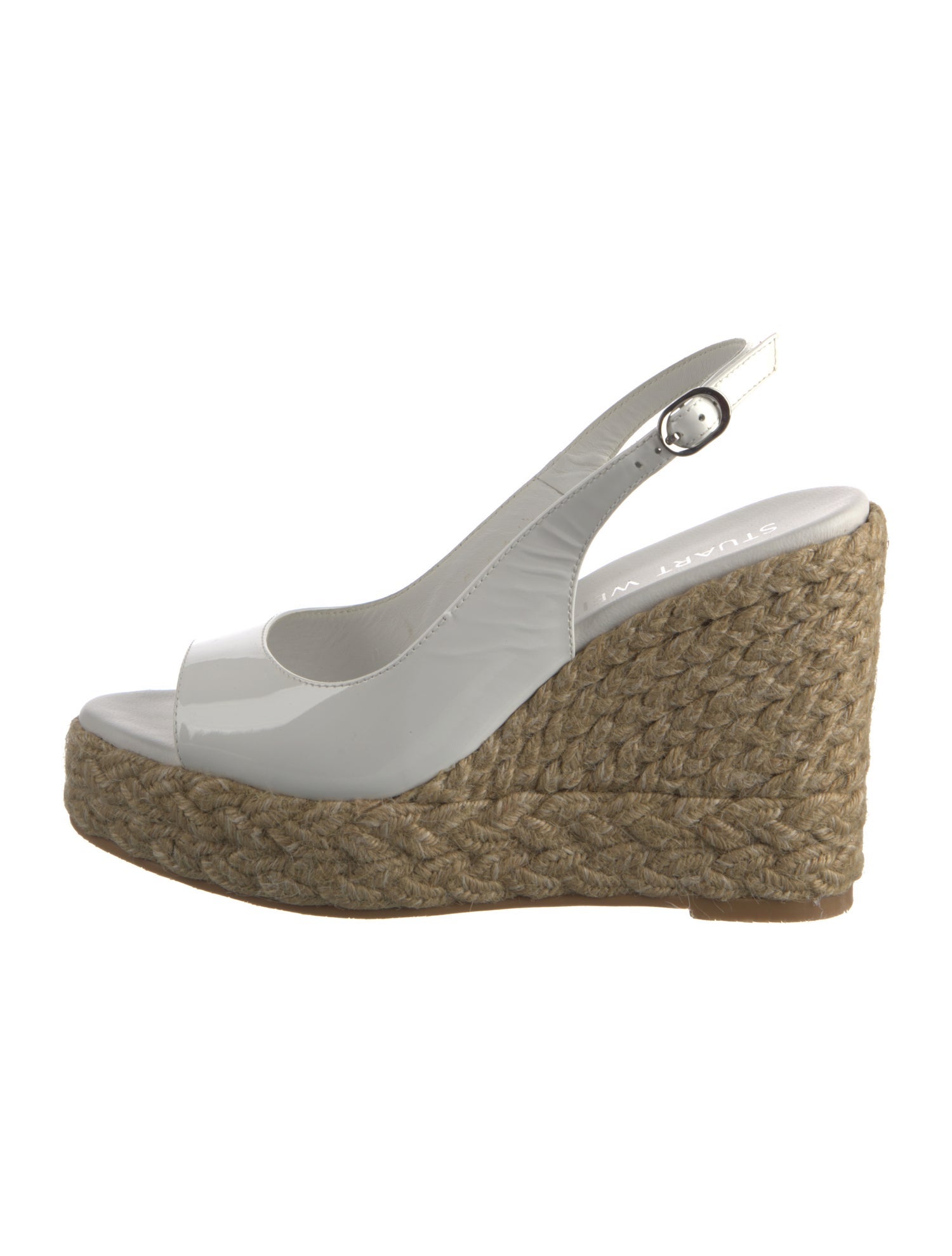 Stuart Weitzman Patent Leather Braided Accents Slingback Sandals