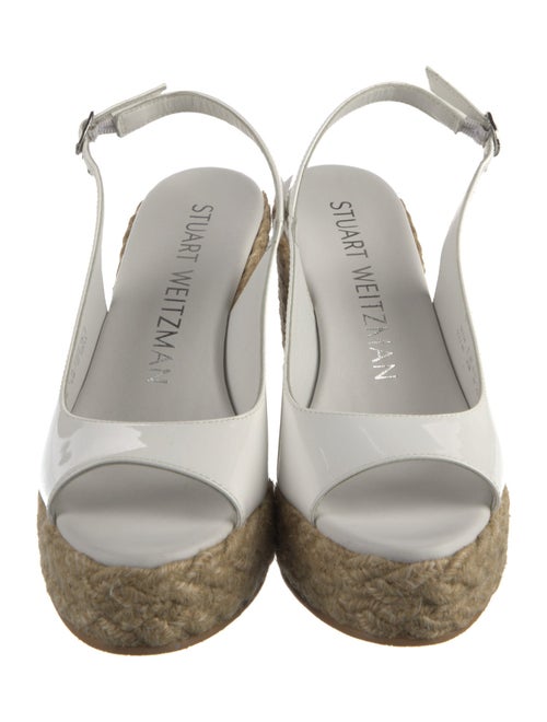 Stuart Weitzman Patent Leather Braided Accents Slingback Sandals