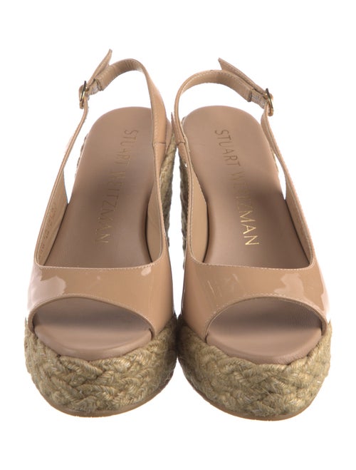 Stuart Weitzman Patent Leather Braided Accents Espadrilles
