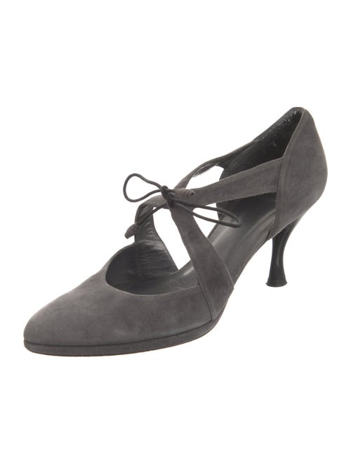 Stuart Weitzman Suede Cutout Accent T-Strap Pumps
