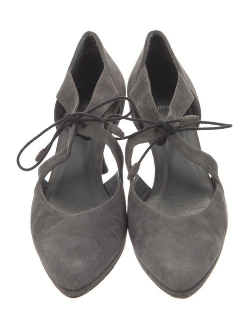 Stuart Weitzman Suede Cutout Accent T-Strap Pumps