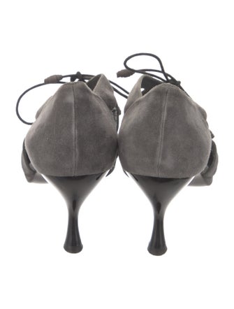 Stuart Weitzman Suede Cutout Accent T-Strap Pumps