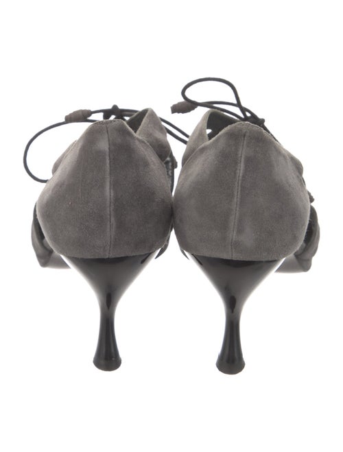 Stuart Weitzman Suede Cutout Accent T-Strap Pumps