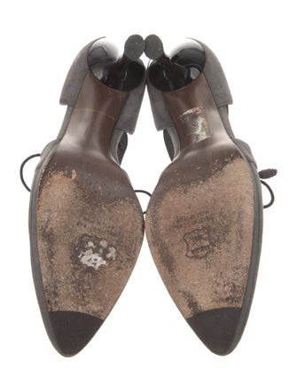 Stuart Weitzman Suede Cutout Accent T-Strap Pumps