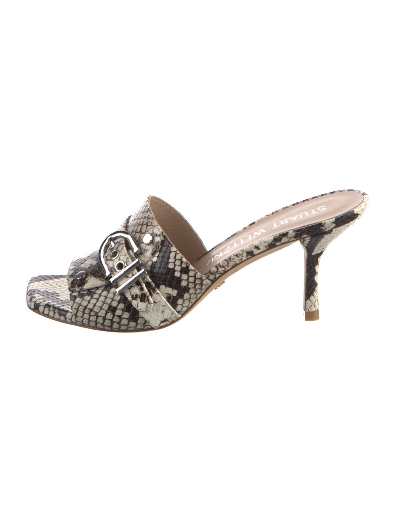 Stuart Weitzman Snakeskin Animal Print Slides