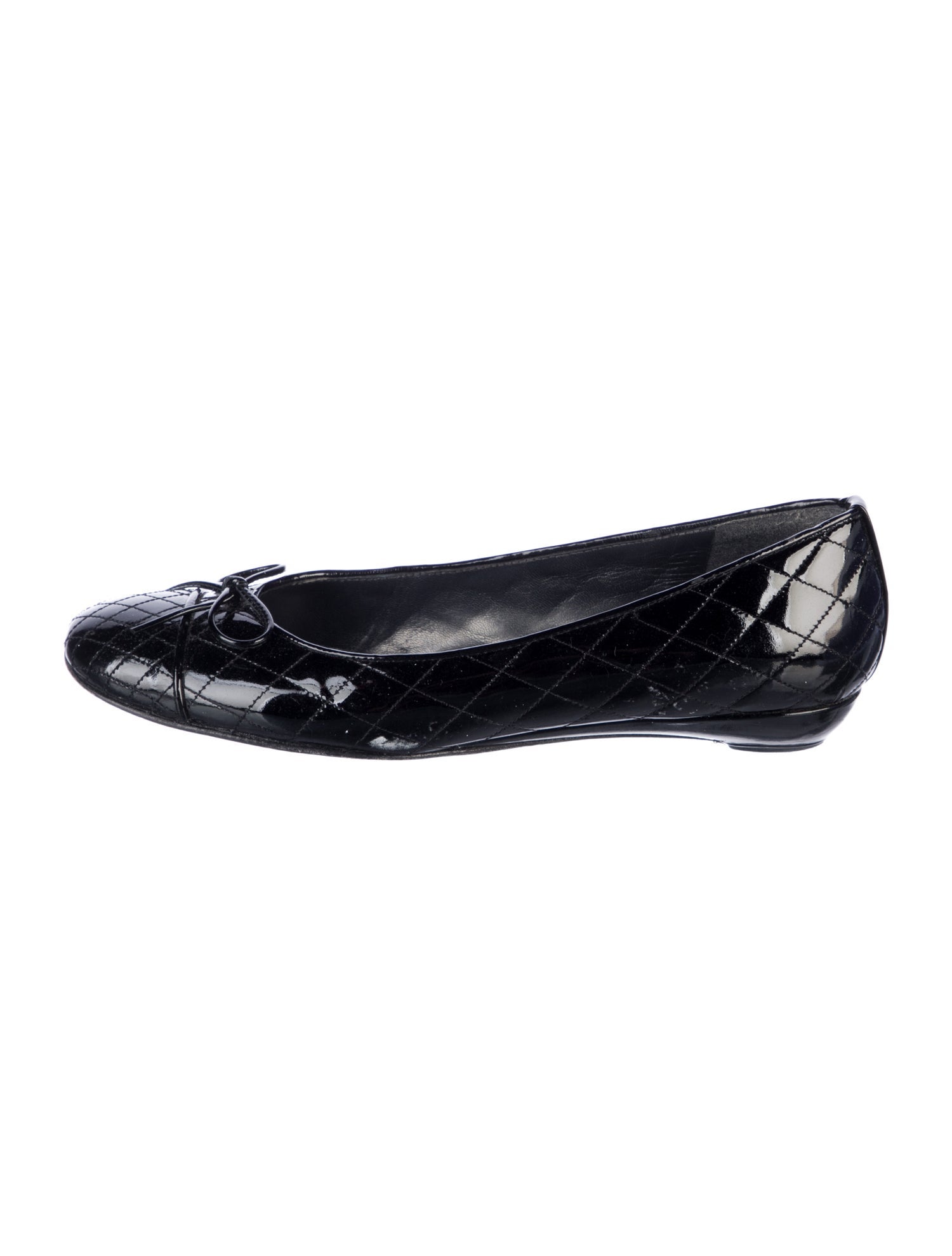 Stuart Weitzman Patent Leather Bow Accents Ballet Flats