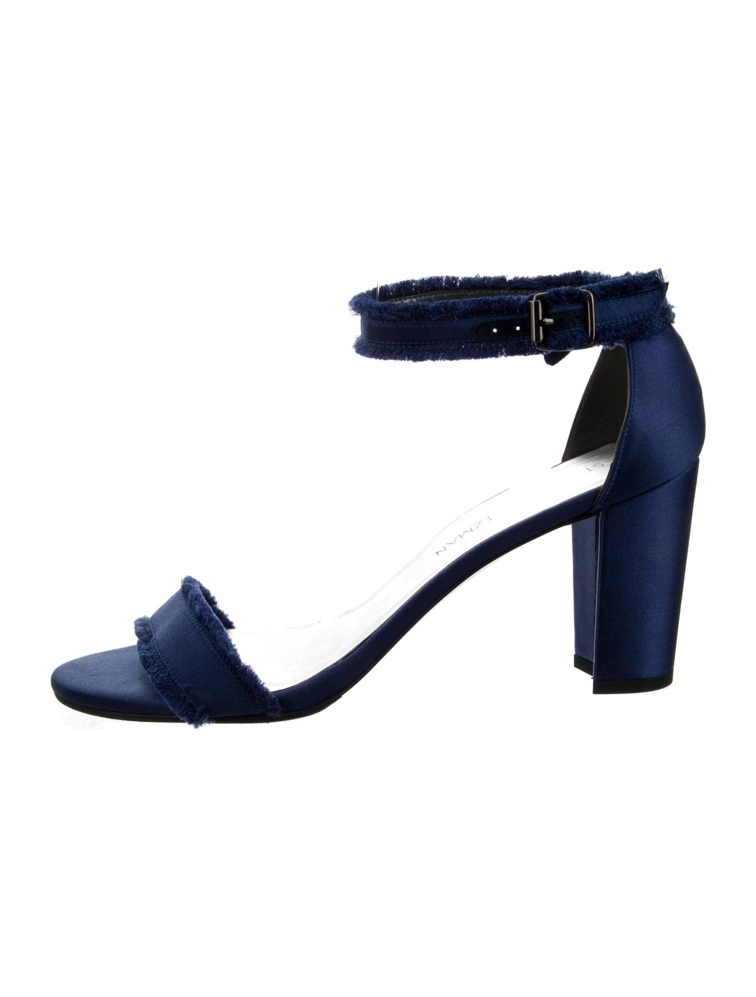 Stuart Weitzman Satin Raw-Edge Trim Sandals