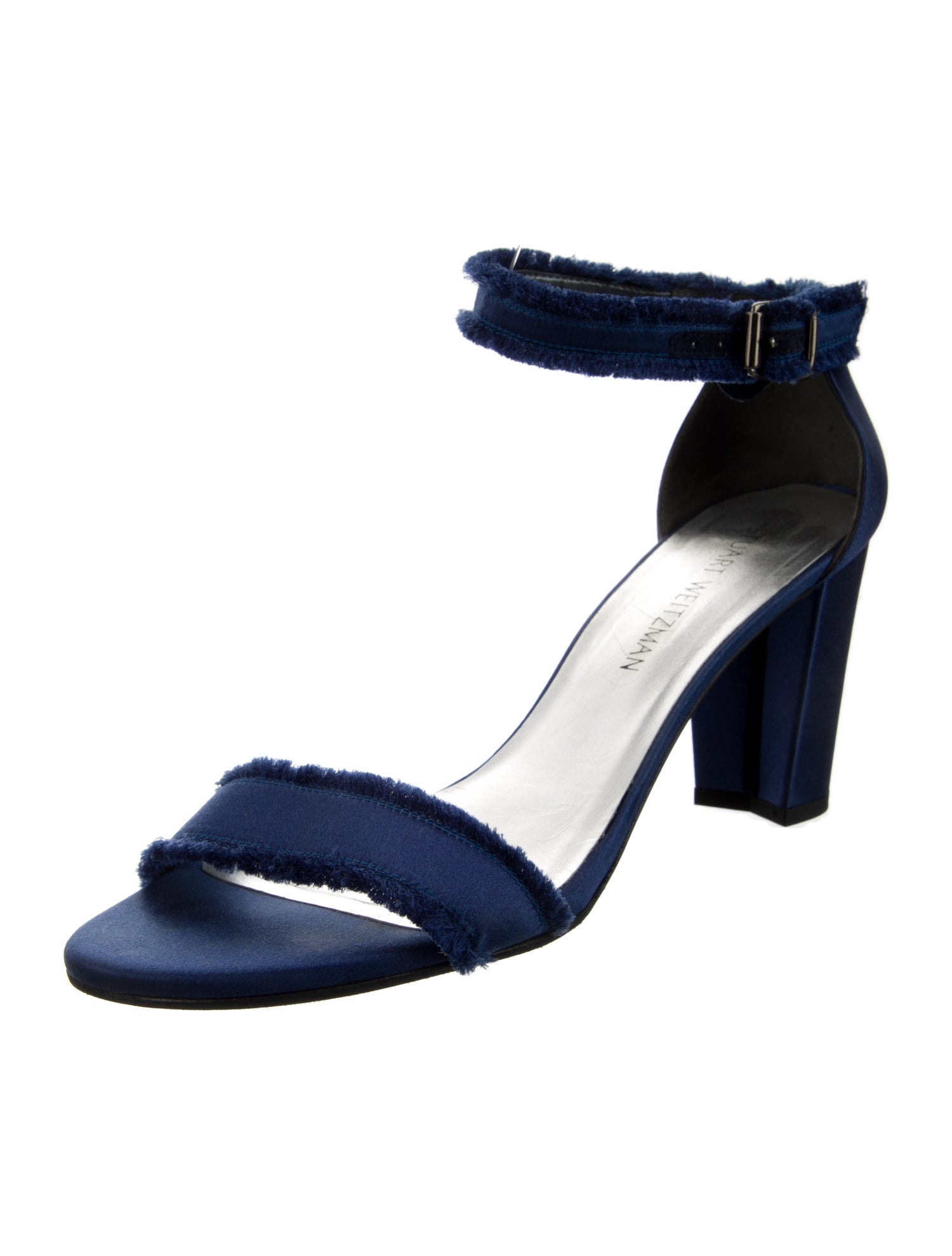 Stuart Weitzman Satin Raw-Edge Trim Sandals